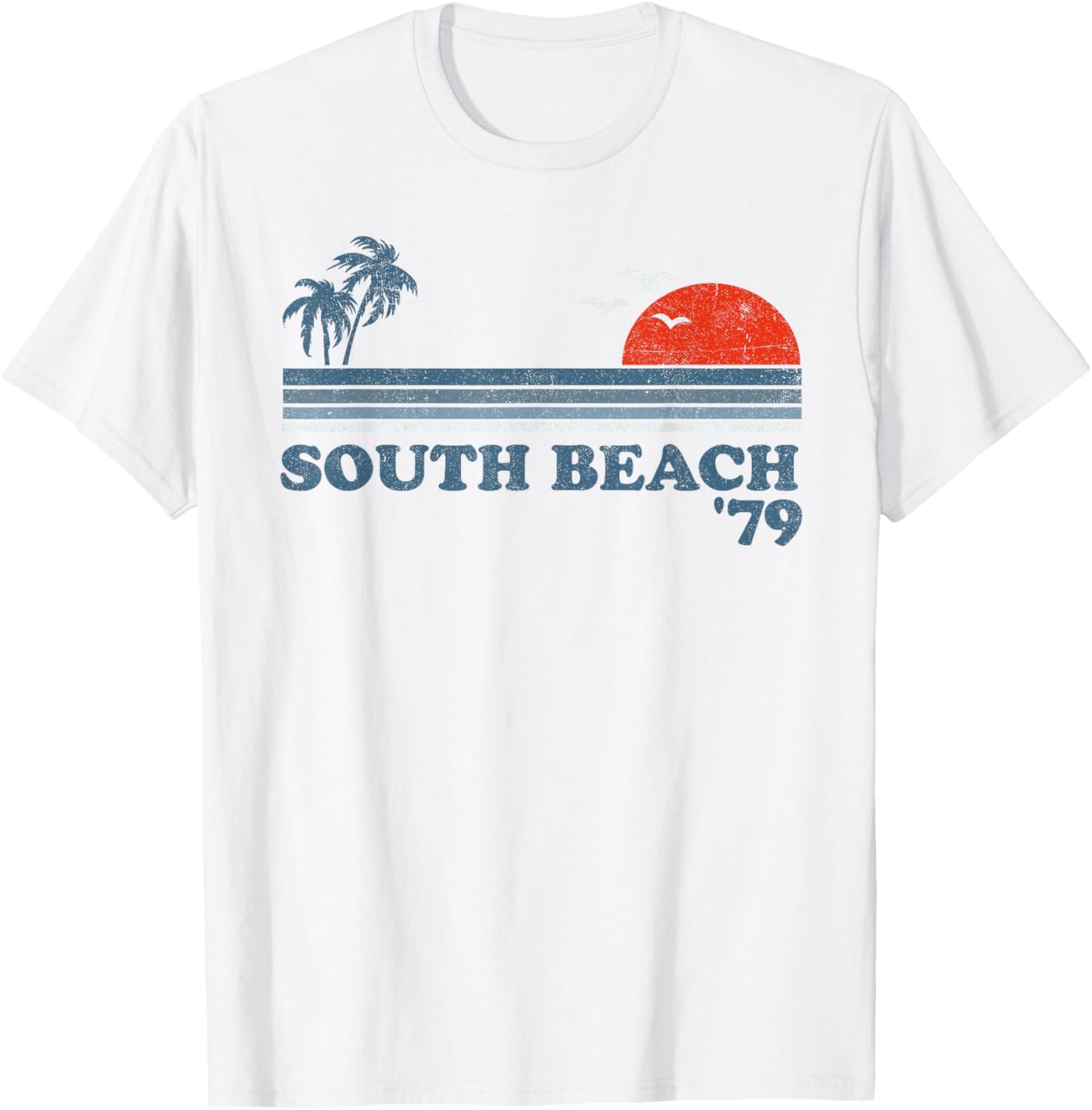 Vintage South Beach Miami Florida Retro Sunset Surf 70s Gift T-Shirt - T-Shirt | White