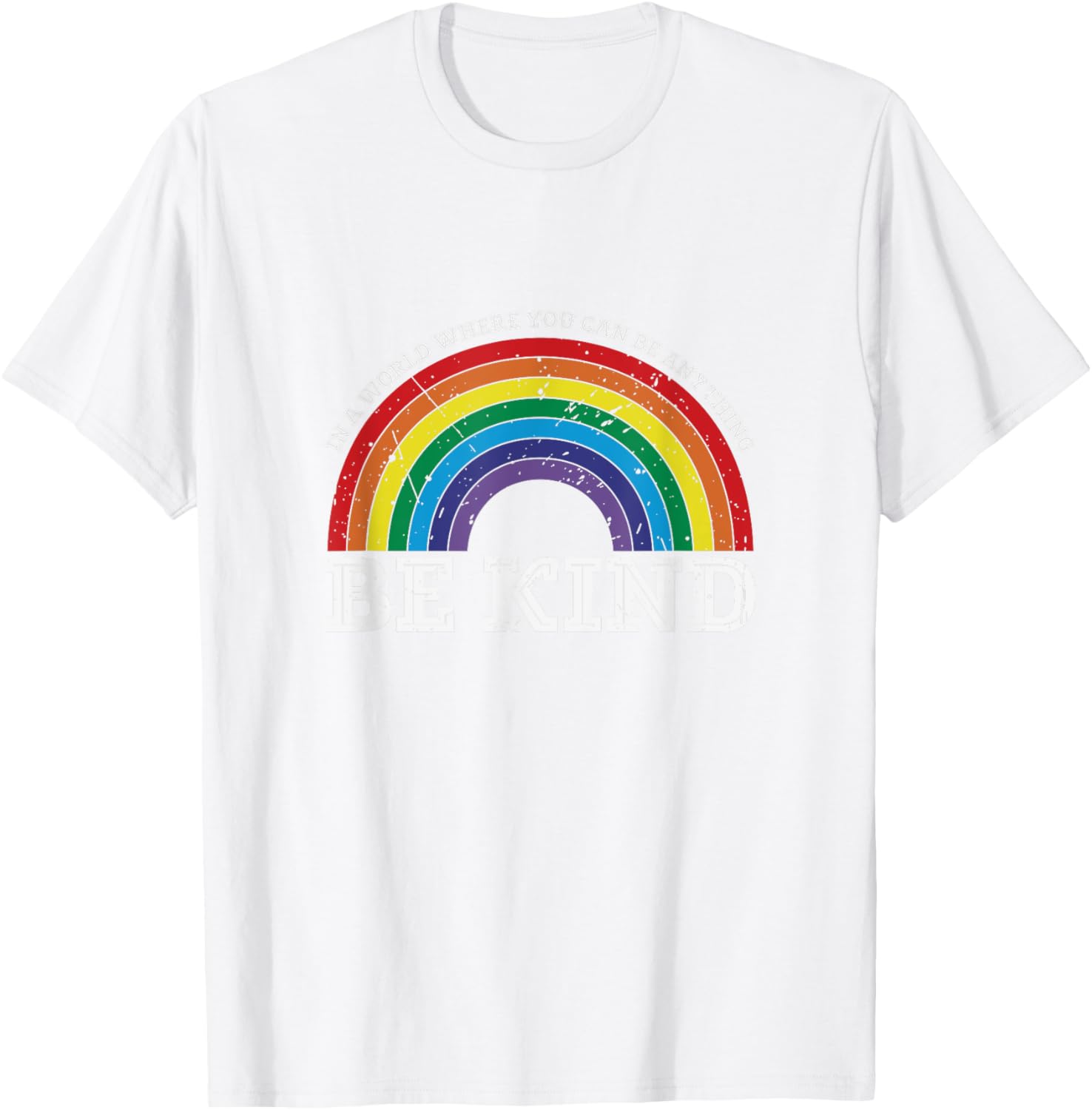 Pink Be Kind Rainbow , Antibullying Kindness day Pink T-Shirt - T-Shirt | White