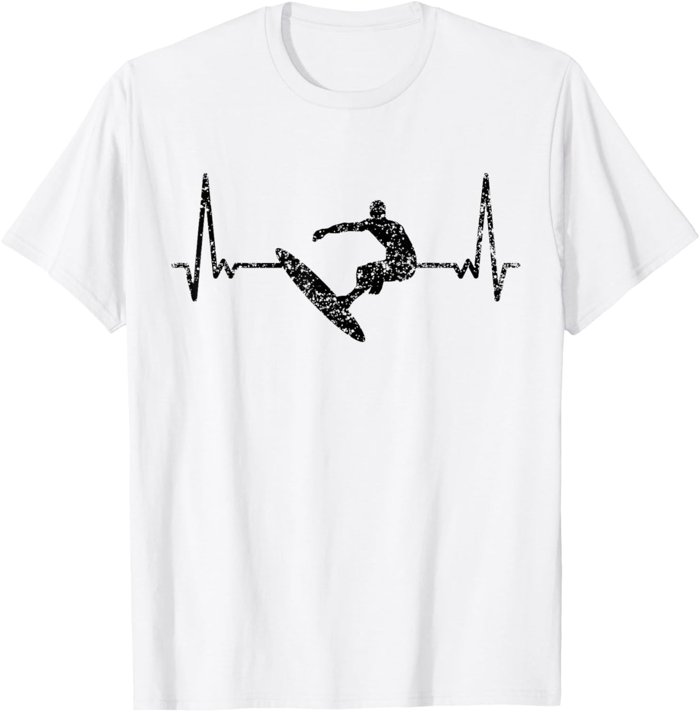 Heartbeat Surfing Surf Surfer Surfboard T-Shirt - T-Shirt | White