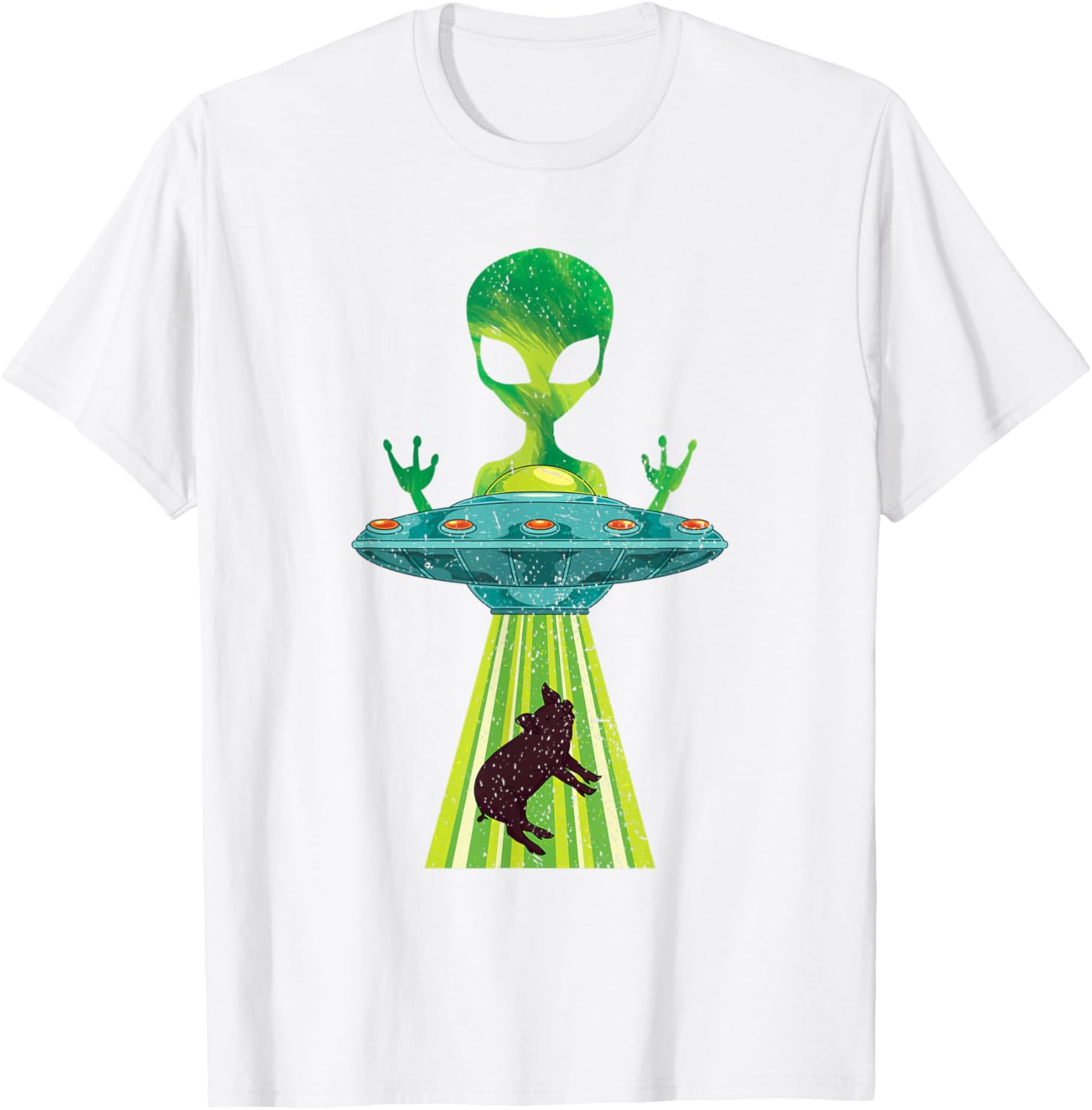 Farm Animal Sci Fi Alien Believer Pig UFO Abduction Alien T-Shirt - T-Shirt | White