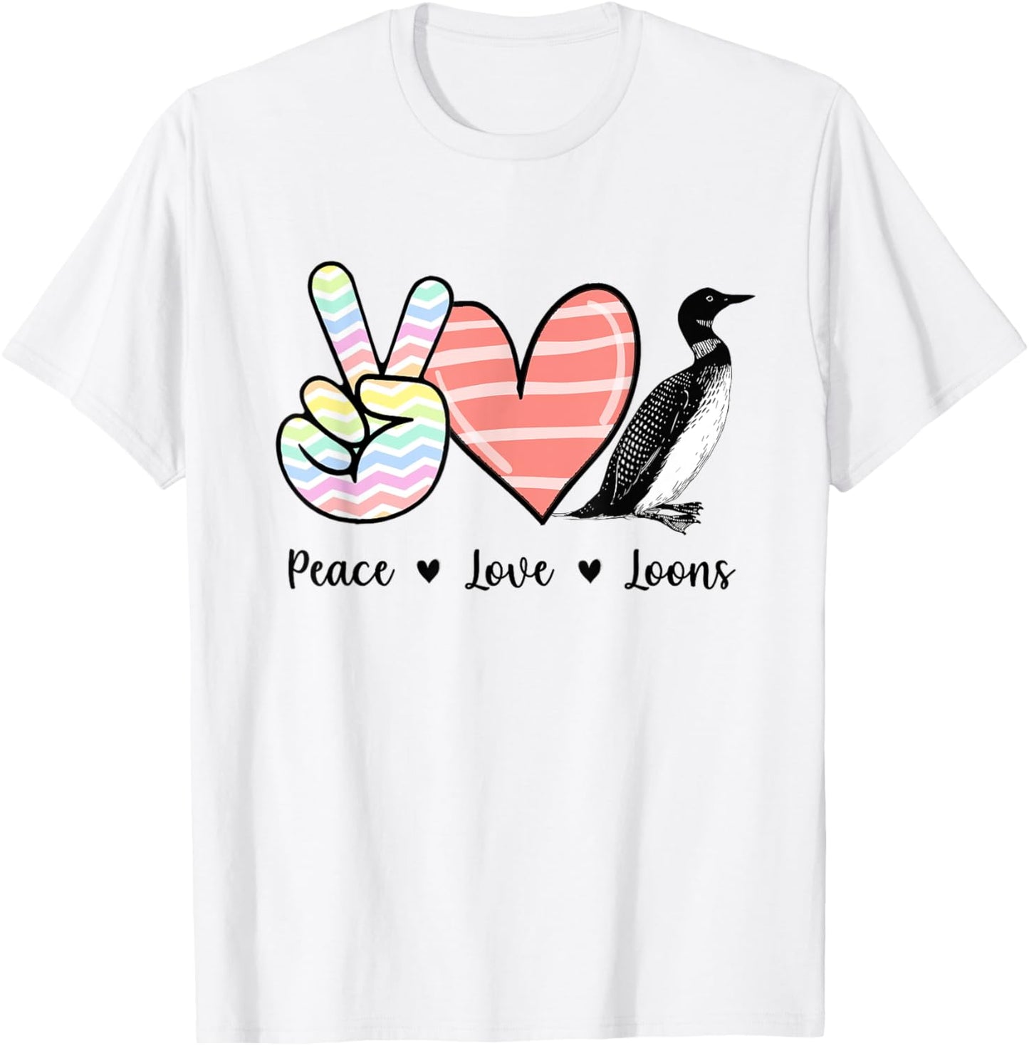 Peace love loons Loon bird T-Shirt - T-Shirt | White