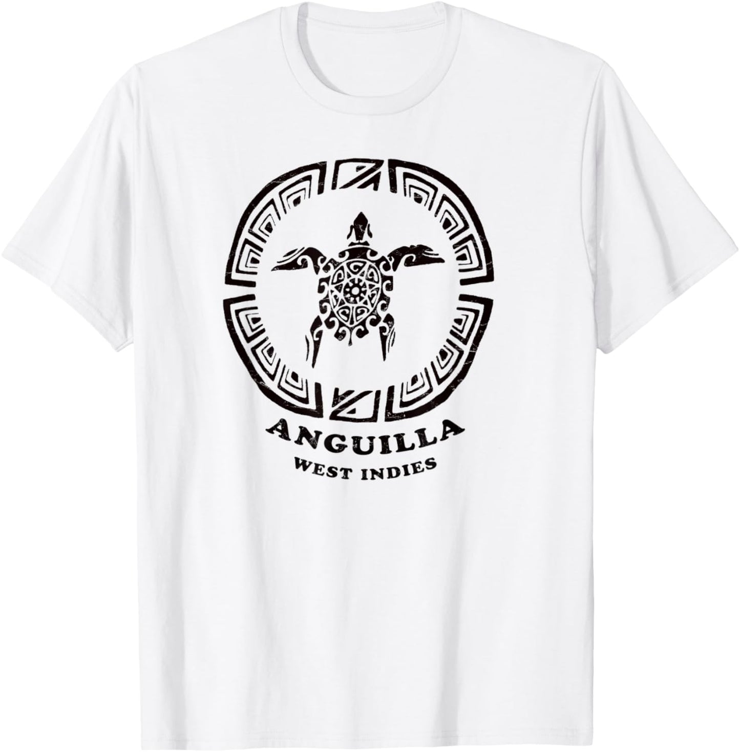 Anguilla, West Indies Vintage Tribal Sea Turtle Vacation T-Shirt - T-Shirt | White