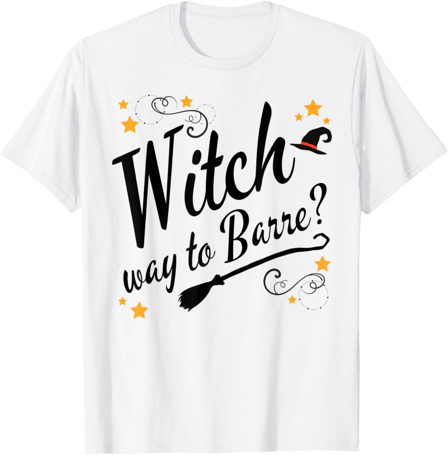 Funny Barre Halloween Witch Way to Barre T-Shirt - T-Shirt | White
