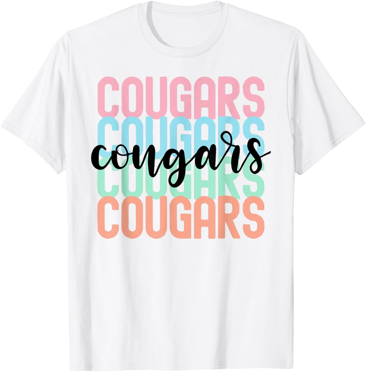 Cougars Team Mascot School Spirit Game Night T-Shirt - T-Shirt | White