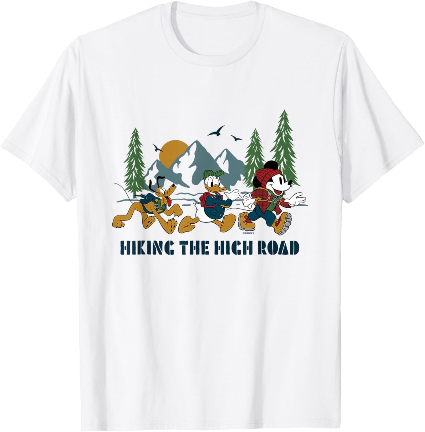 Mickey, Donald Duck, Pluto - Hiking The High Road T-Shirt - T-Shirt | White