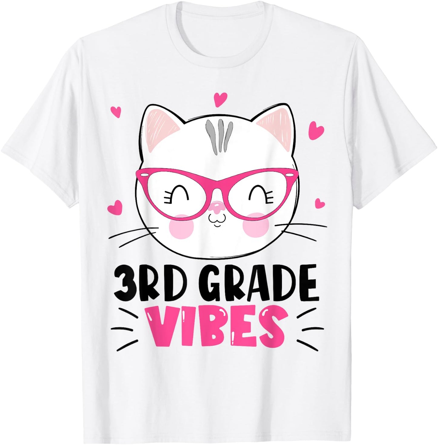 Cute 3rd Grade Vibes Cat Kitten Lover Back To School Girls T-Shirt - T-Shirt | White