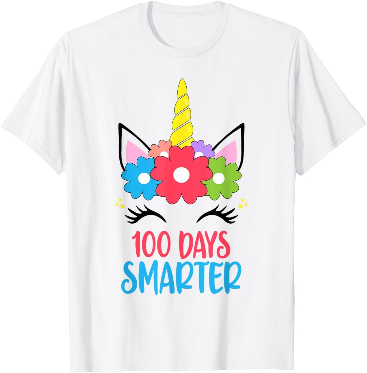 100 Days Smarter 100th Day Of School Unicorn Girls Women T-Shirt - T-Shirt | White