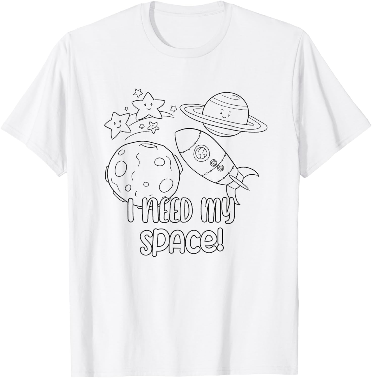 Space Craft Coloring I Need My Color Your own for Kids T-Shirt - T-Shirt | White