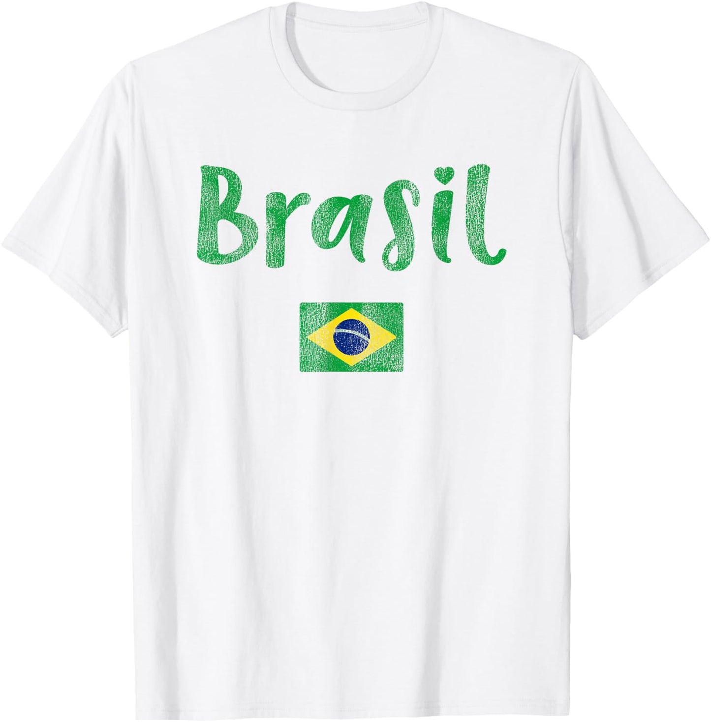 Retro Brazilian Flag of Brazil Souvenir Women Girls Brasil T-Shirt - T-Shirt | White