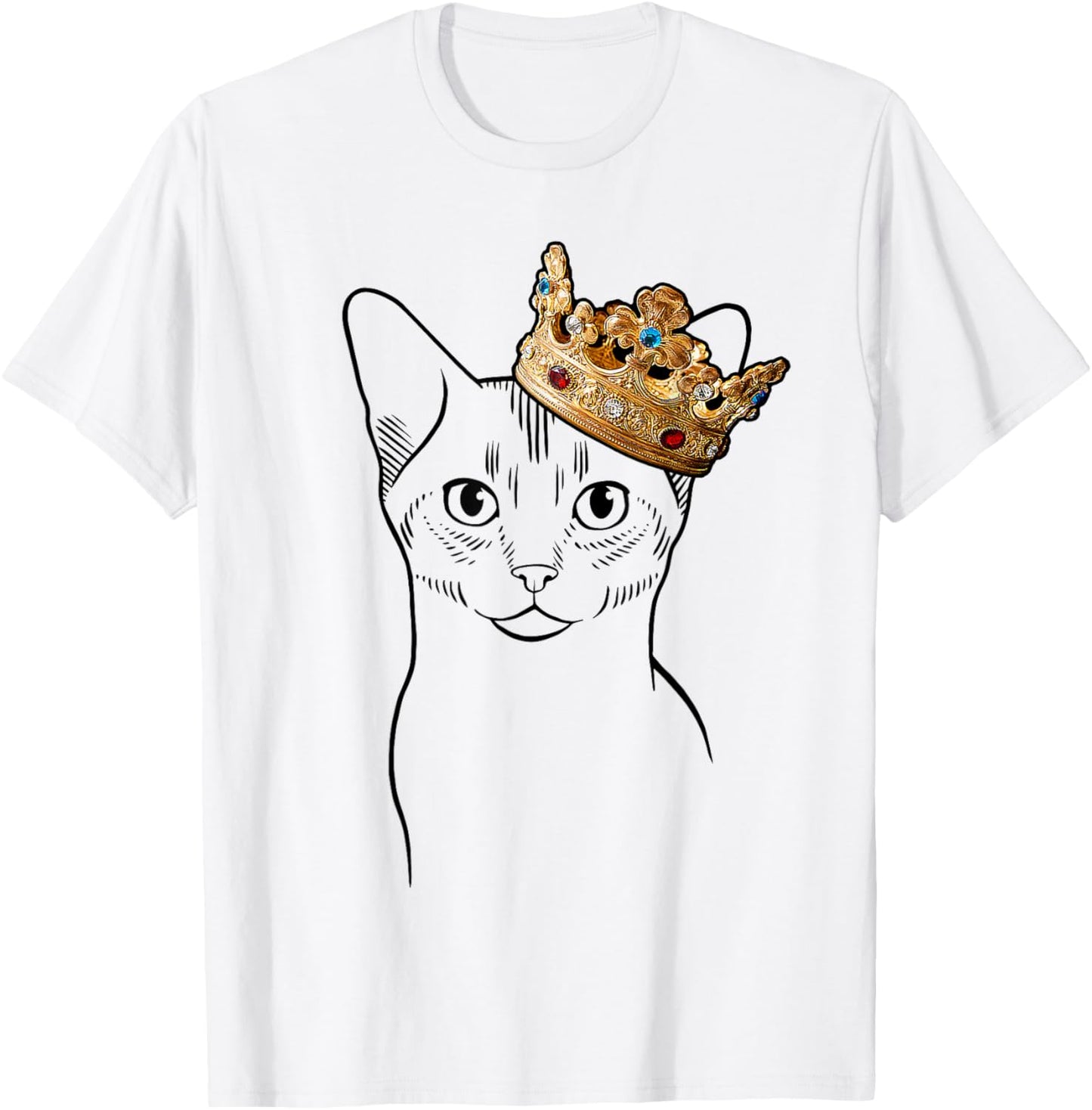 Abyssinian Cat Wearing Crown Women Girls Kids T-Shirt - T-Shirt | White