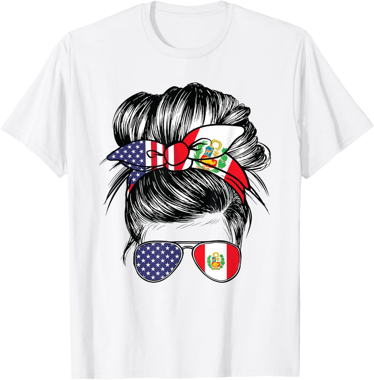 Peru Flag American Women Girl USA Heritage Peruvian T-Shirt - T-Shirt | White
