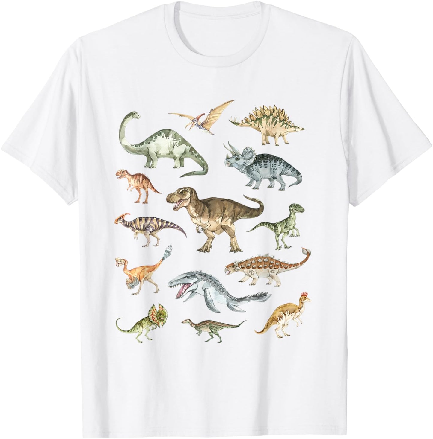 Types Of Dinosaurs Lover Paleontology Trex Velociraptor Kids T-Shirt - T-Shirt | White