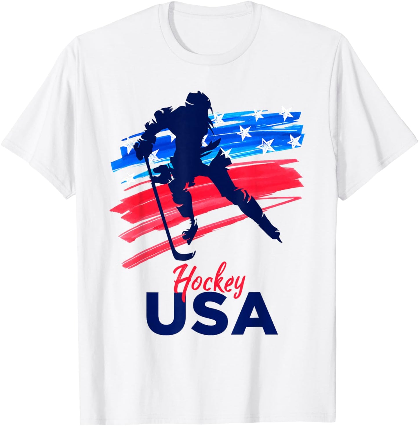 Hockey USA Support the Team Shirt USA Ice Hockey Lover T-Shirt - T-Shirt | White