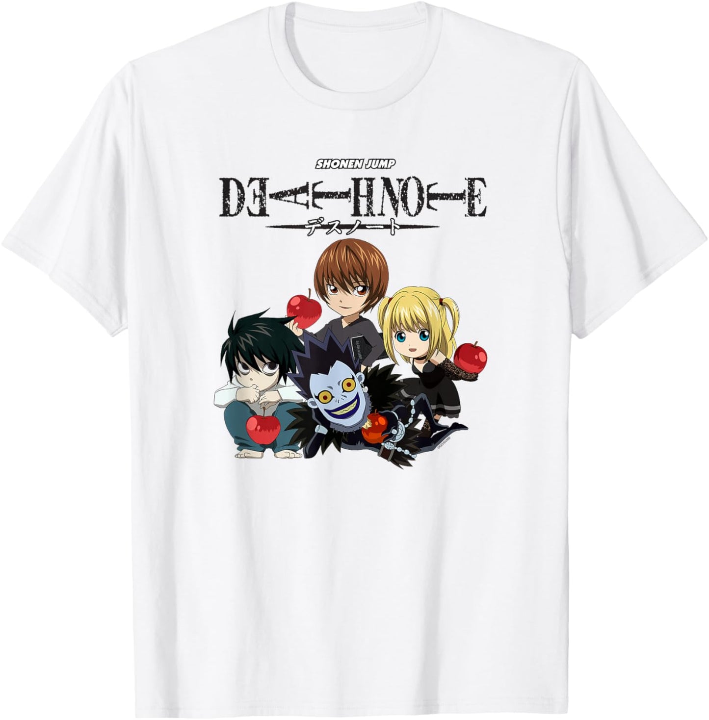 Death Note Chibi Characters with Apples Anime T-Shirt - T-Shirt | White