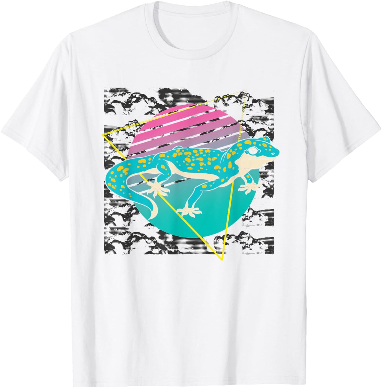 Lizard Animal Lover Reptile Vaporwave 90s Art Gecko T-Shirt - T-Shirt | White