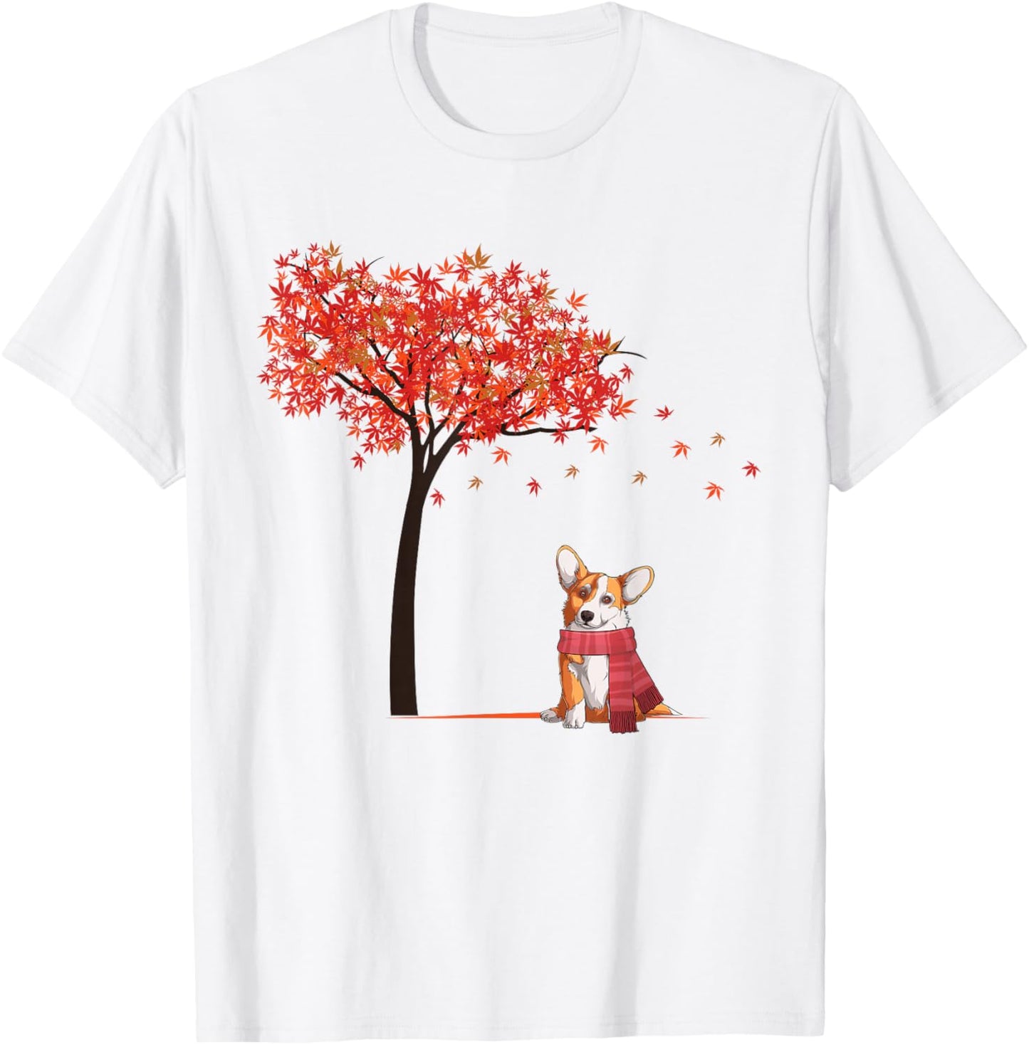 Corgi Maple Tree Lazy DIY Halloween Costume Dog Fall Autumn T-Shirt - T-Shirt | White