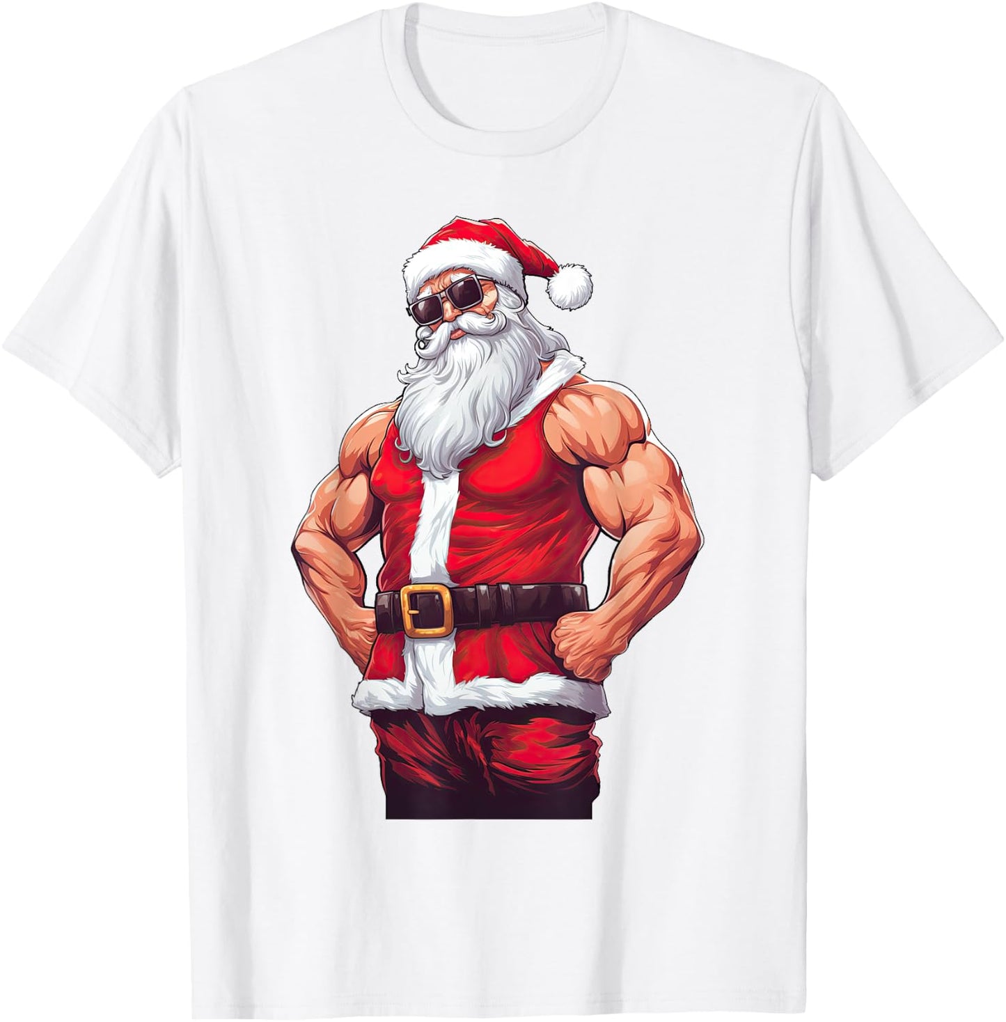 Muscular Santa Claus Bodybuilding Fitness Gym Christmas Xmas T-Shirt - T-Shirt | White