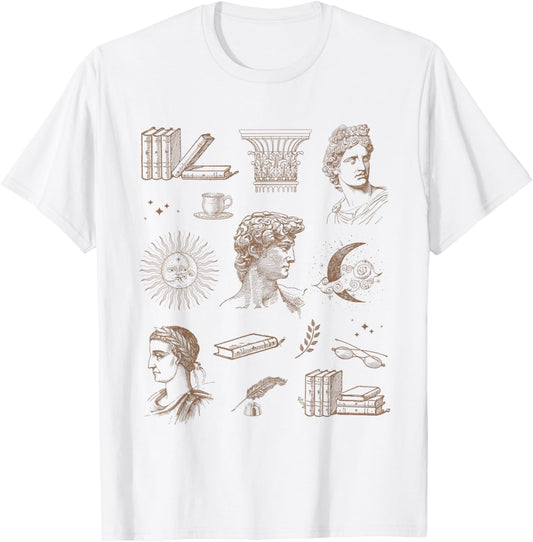 Dark Academia Clothing Aesthetic Book Lover Bookaholic T-Shirt - T-Shirt | White