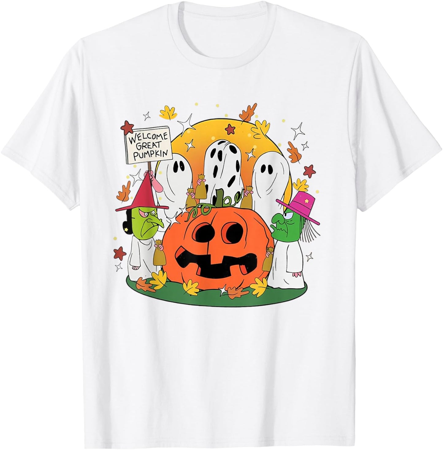 Welcome Great Pumpkin Boo Witch Pumpkin Halloween T-Shirt - T-Shirt | White