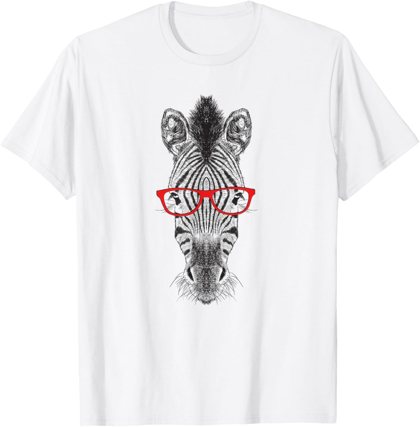 & Funny Wildlife Red Glasses Zebra Lover T-Shirt - T-Shirt | White