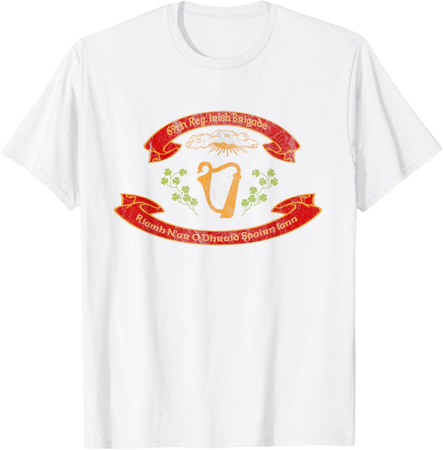 USA Patriotic Gear Vintage Civil War Irish Brigade Flag T-Shirt - T-Shirt | White