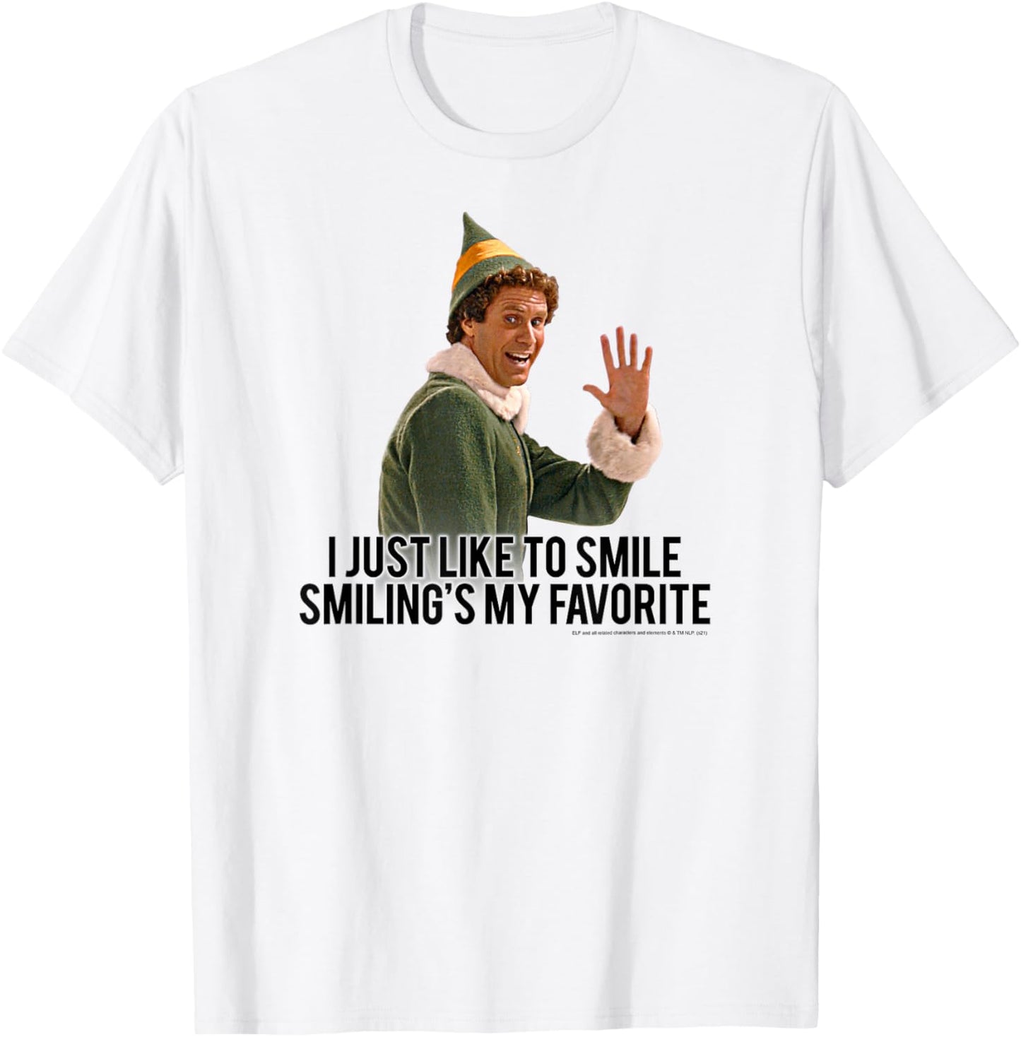 Elf I Just Like to Smile Buddy Christmas Movie T-Shirt - T-Shirt | White