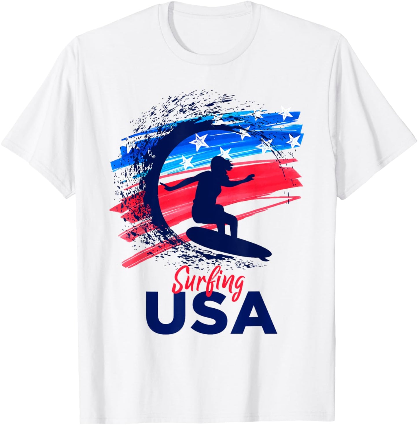 Surfing USA Support the Team Shirt USA Flag T-Shirt - T-Shirt | White