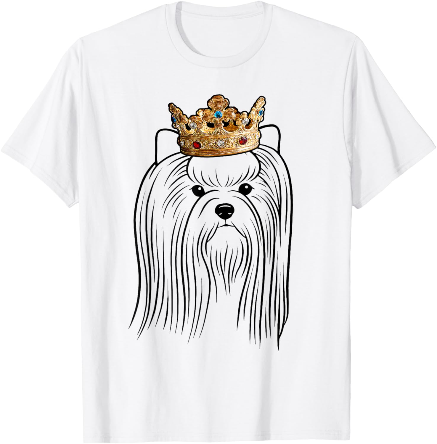 Biewer Terrier Dog Wearing Crown Men Women Girls Kids T-Shirt - T-Shirt | White