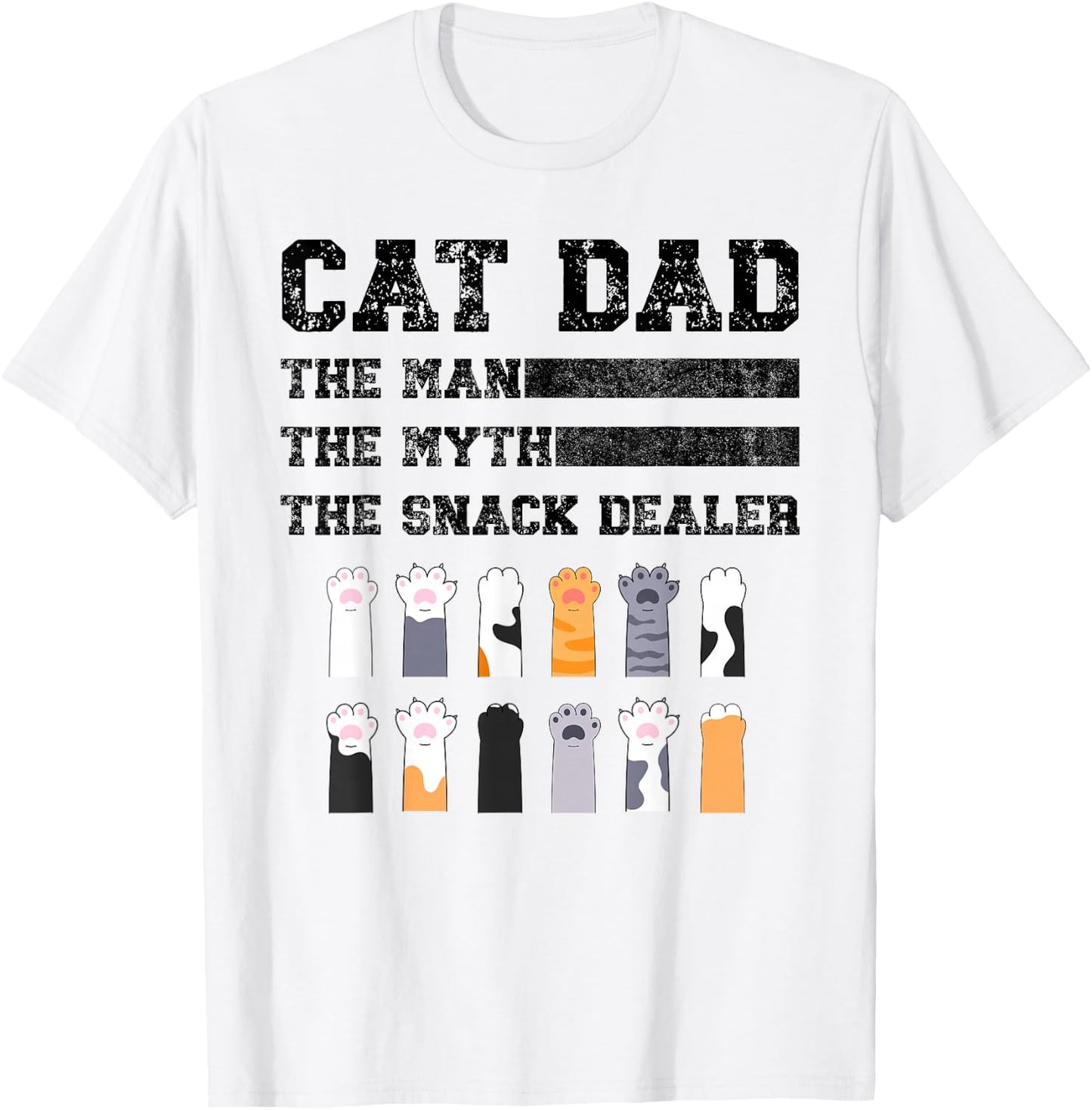 Vintage Cat Dad The Man The Myth Snack Dealer Father Day T-Shirt - T-Shirt | White