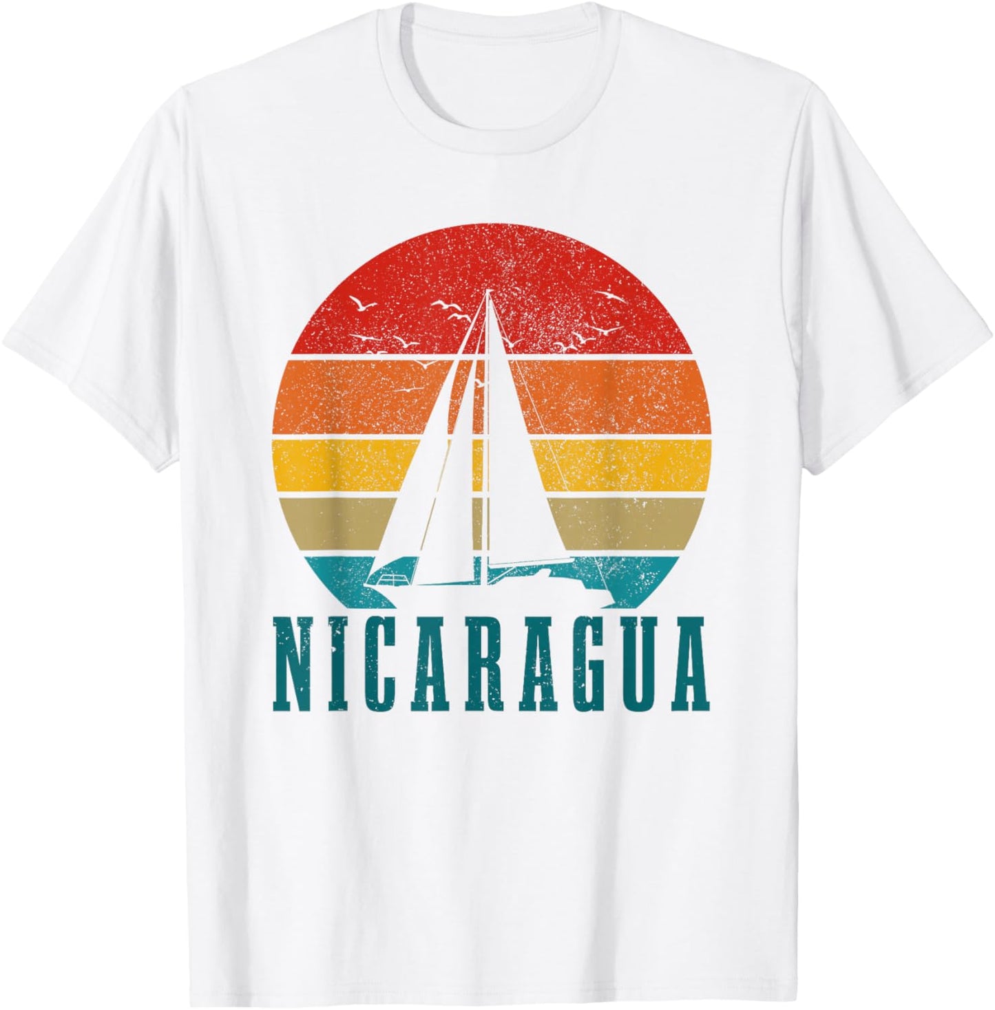 Nicaragua Vintage Sailing Souvenir T-Shirt - T-Shirt | White
