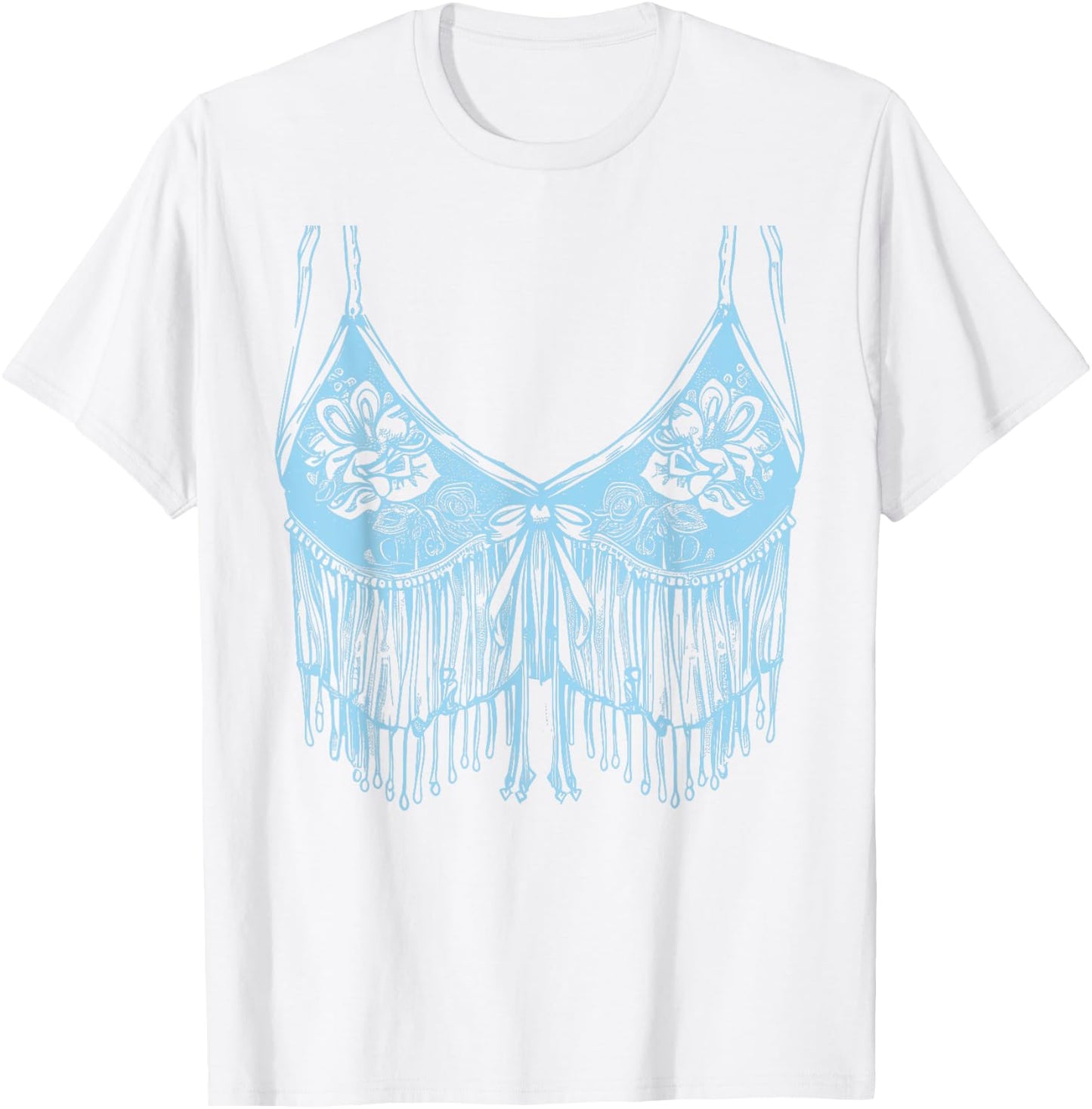 Lingerie Bra graphic Print Cowgirl Fringe Trend Sexy Country T-Shirt - T-Shirt | White