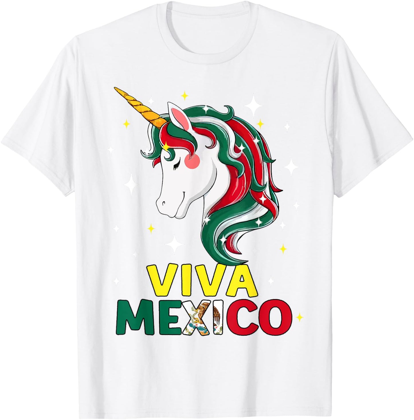 Viva Mexico Shirt Girl Mexican Flag Unicorn Independence Day T-Shirt - T-Shirt | White