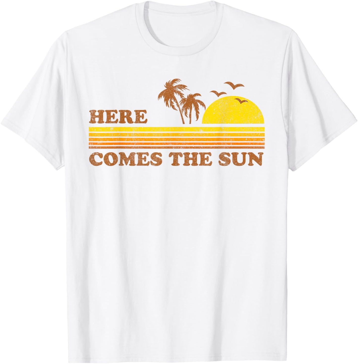 Vintage Here Comes The Sun Beach Retro Sunset 70's Gift Men Women Kids T-Shirt - T-Shirt | White