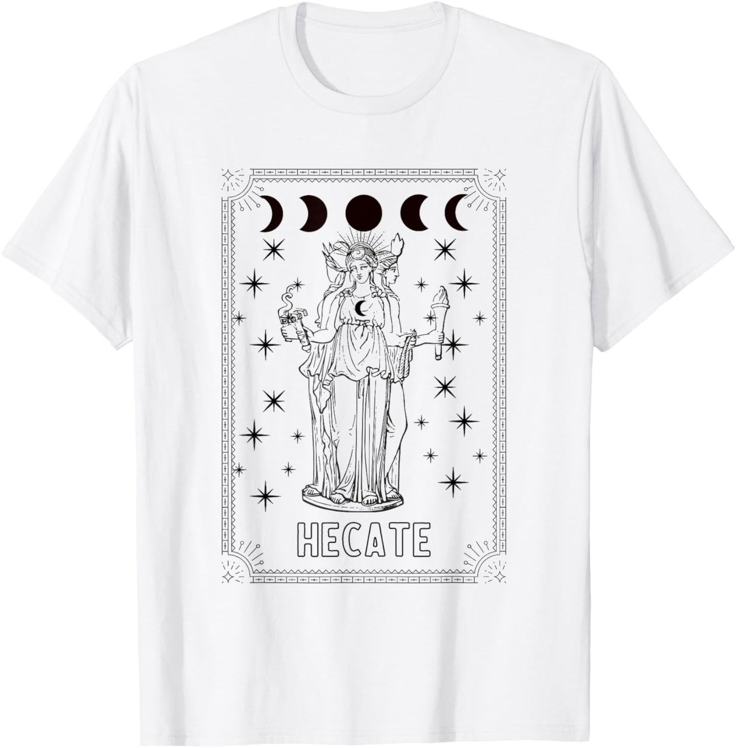 Triple Moon Goddess Hecate Tarot Card Wiccan Pagan Witch T-Shirt - T-Shirt | White