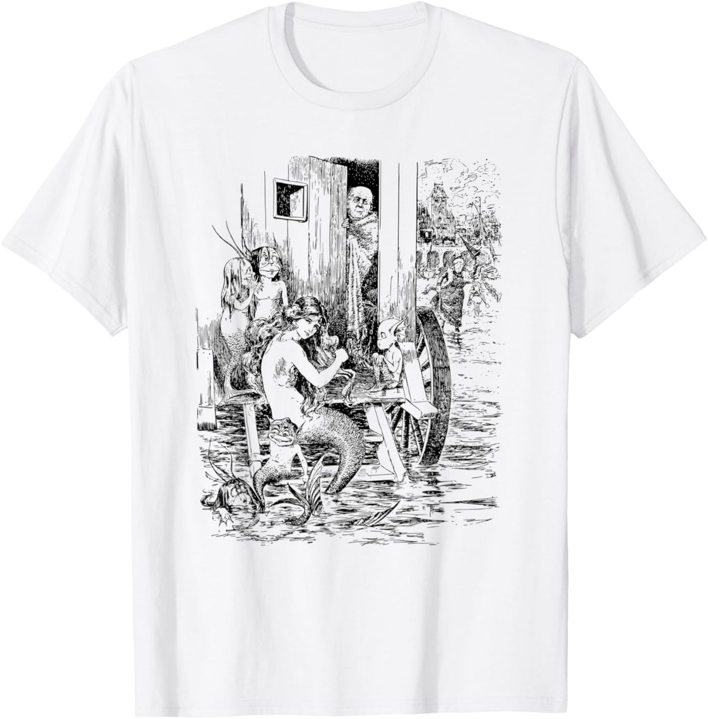 Mermaids Shirt Vintage Mermaid Art T-Shirt - T-Shirt | White
