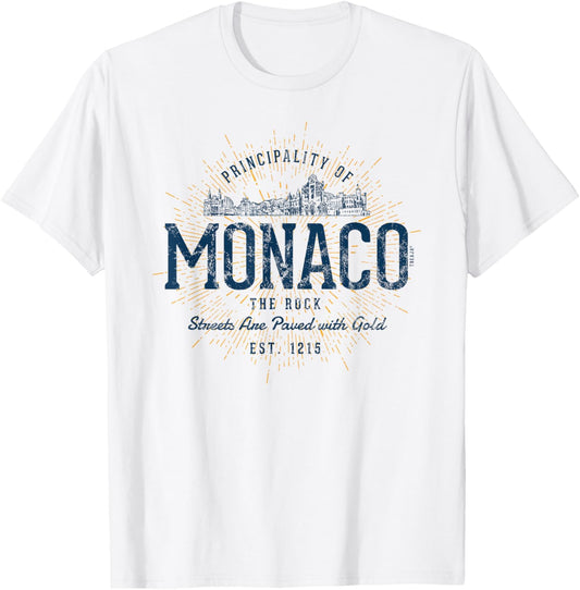 Retro Style Vintage Monaco T-Shirt - T-Shirt | White
