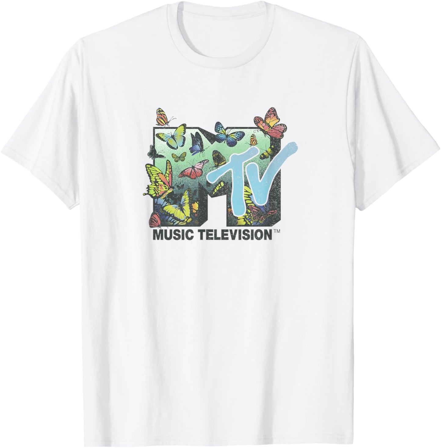 MTV Music Television Butterflies Flying Logo T-Shirt - T-Shirt | White