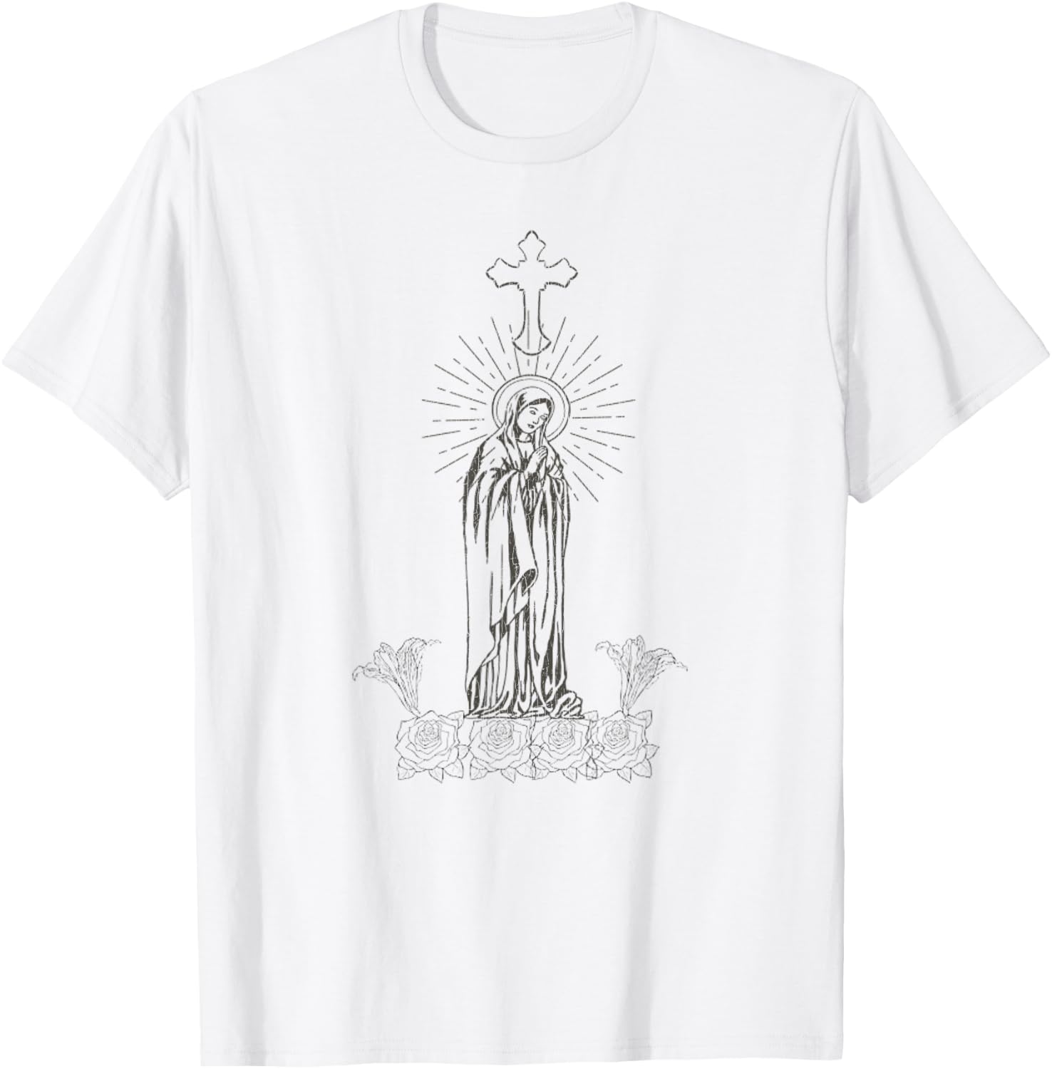 Vintage Mother Of God Virgin Mary T-Shirt - T-Shirt | White