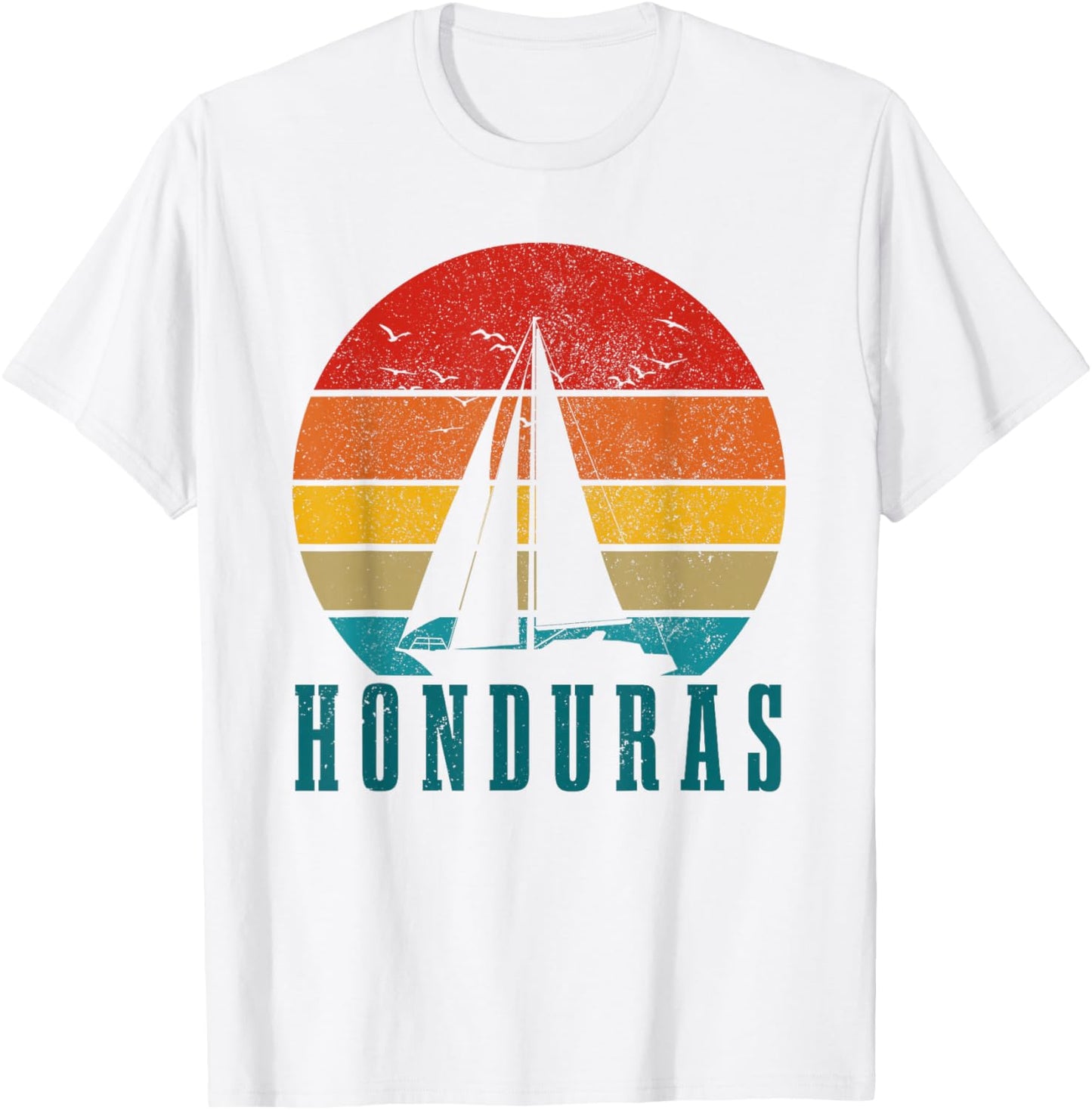 Honduras Vintage Sailing Boat Sailor Souvenir T-Shirt - T-Shirt | White
