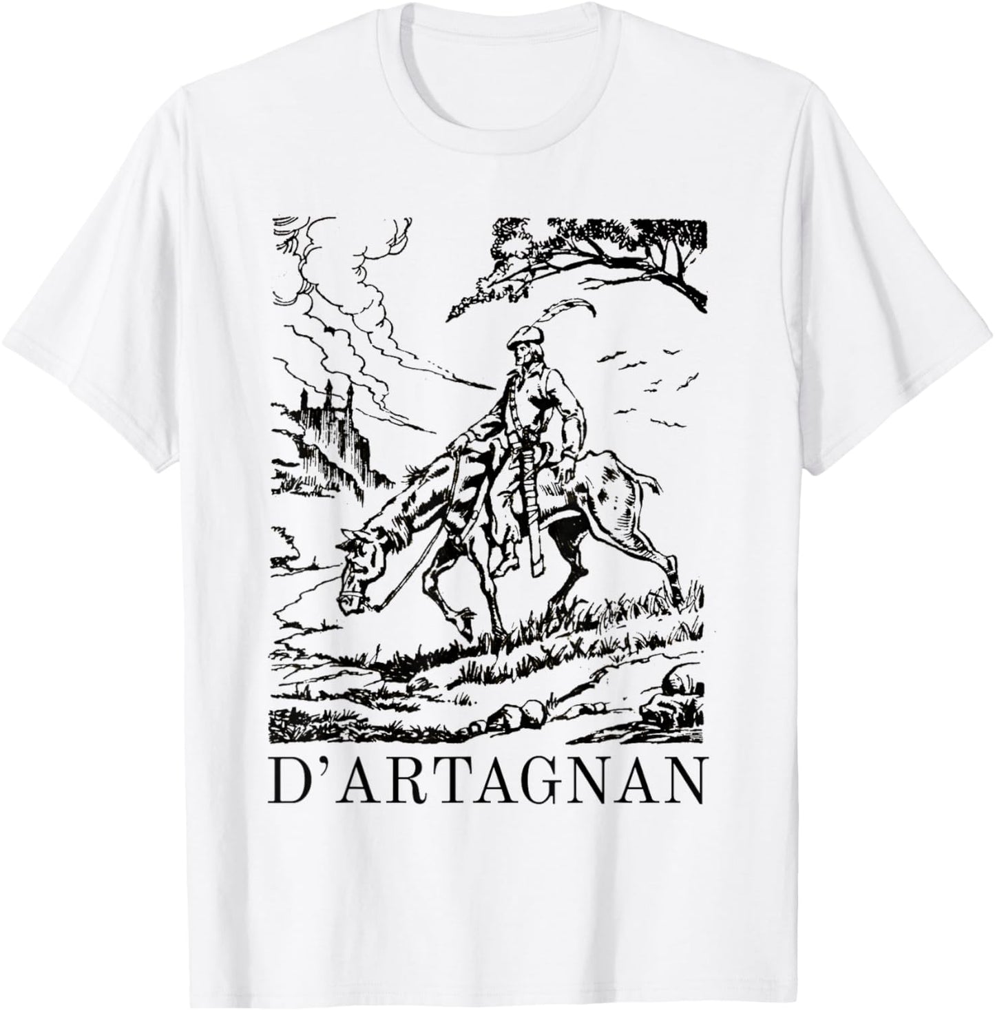 The Three Musketeers D'artagnan Illustration Alexandre Dumas T-Shirt - T-Shirt | White