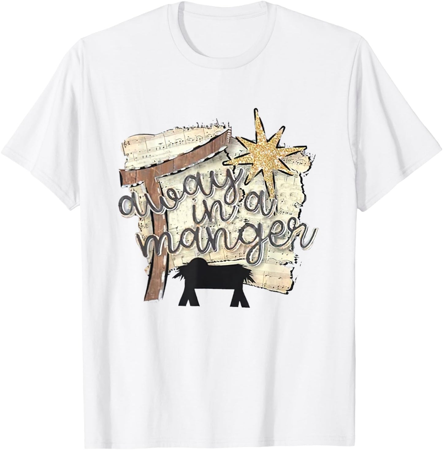 Christmas, Away In A Manger Nativity Kids T-Shirt - T-Shirt | White