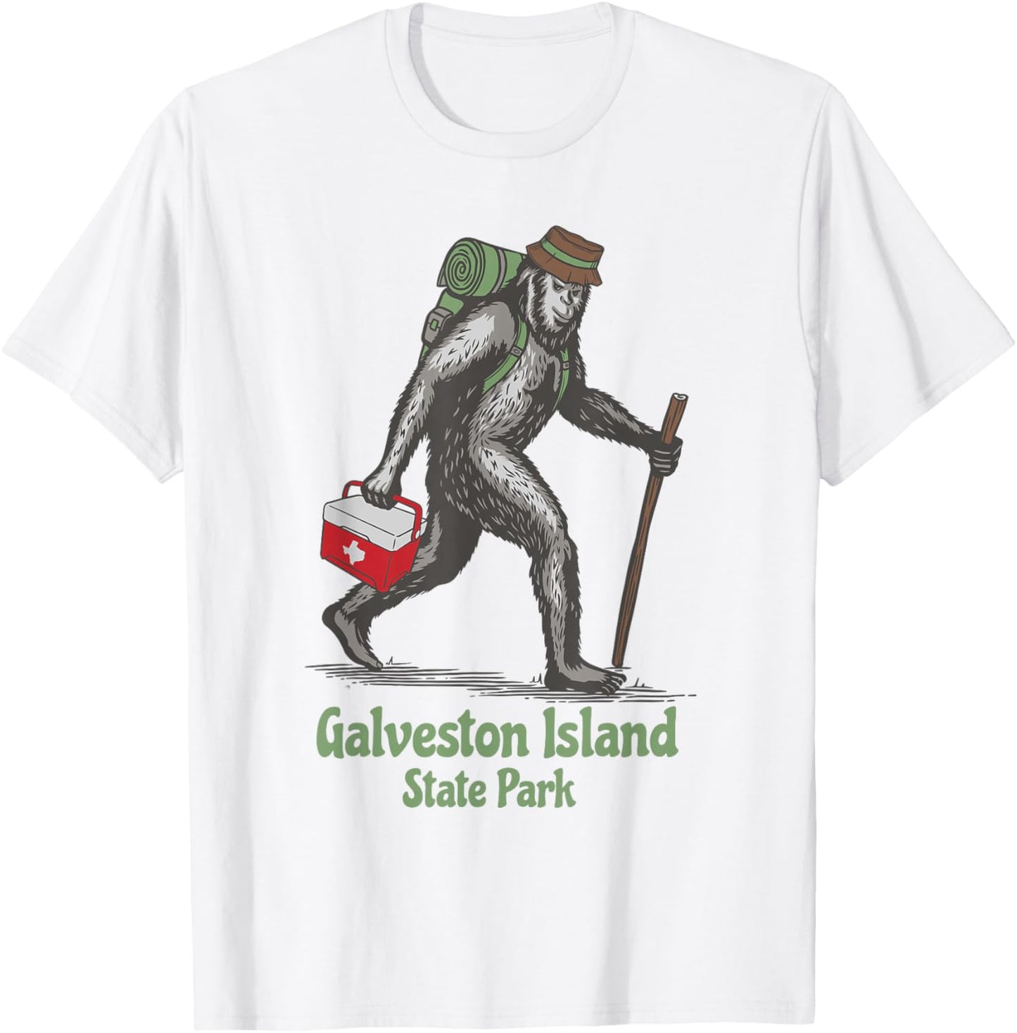 Bigfoot Sighting at Galveston Island State Park Texas T-Shirt - T-Shirt | White