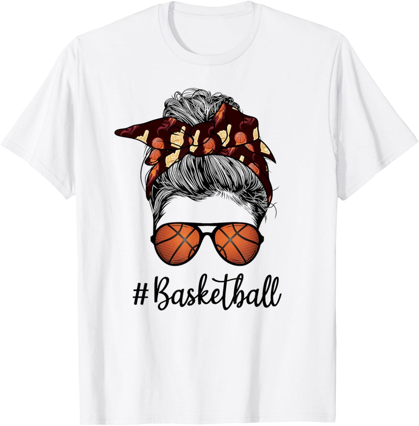 Bleached Life Basketball Mom Leopard Messy bun Glasses T-Shirt - T-Shirt | White