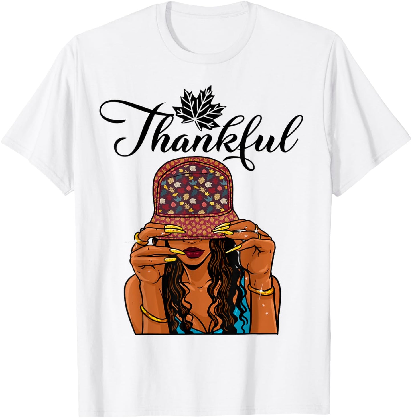 Thanksgiving Afro African American Thankful Autumn Fall T-Shirt - T-Shirt | White