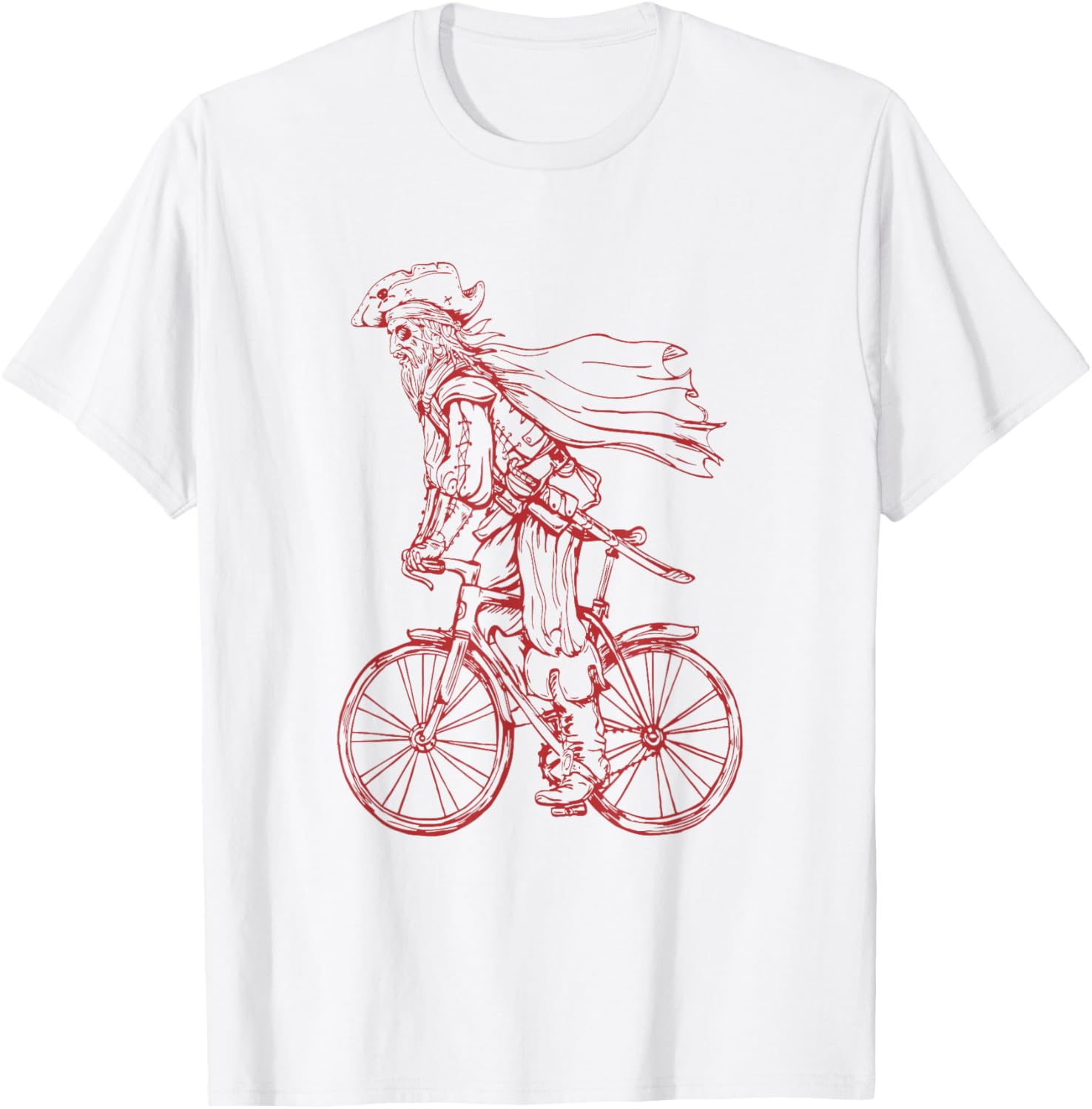 Pirate Cycling Bicycle Funny Cyclist Biker Riding Bike T-Shirt - T-Shirt | White