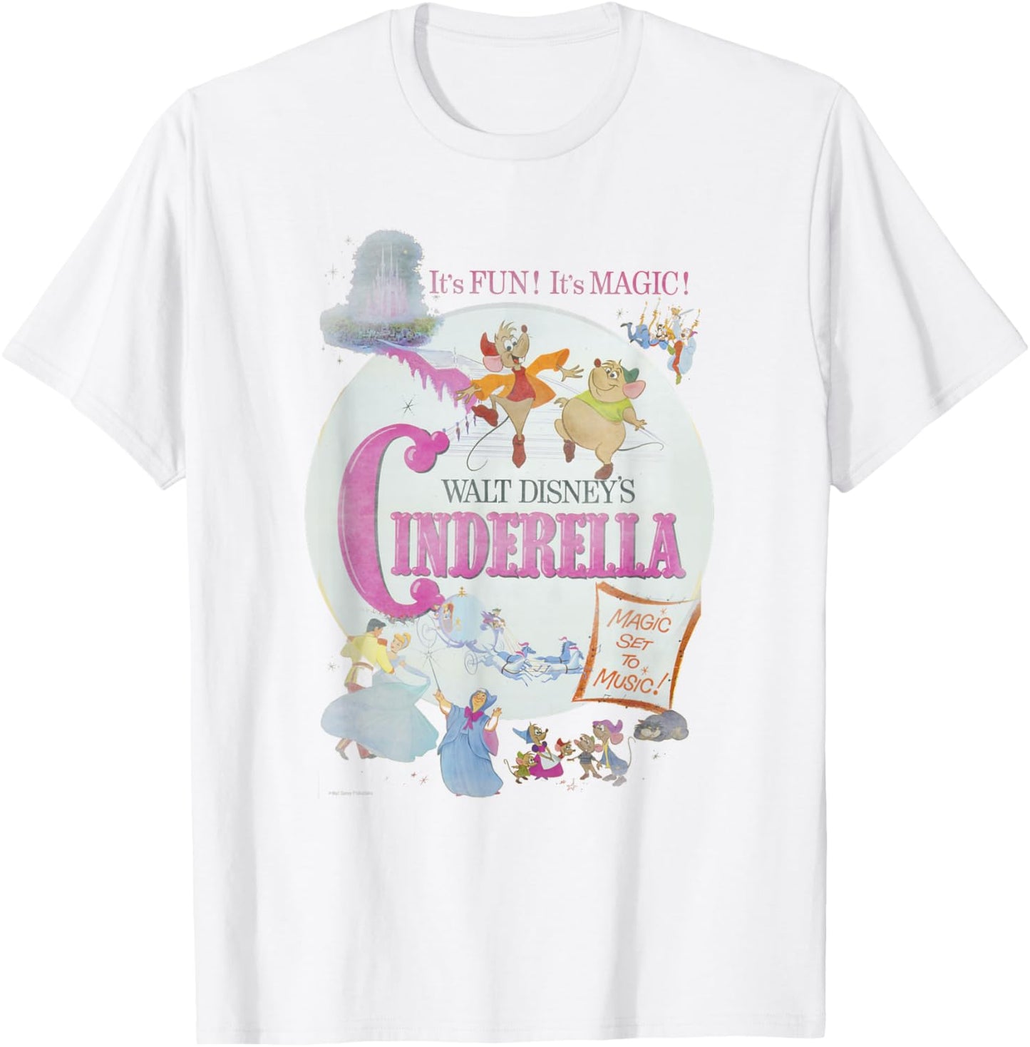 Disney Cinderella Vintage Classic Movie Poster Small T-Shirt - T-Shirt | White