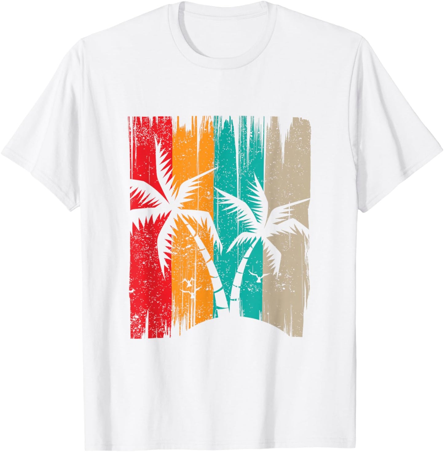 Palm Trees Retro Tropical Summer T-Shirt - T-Shirt | White