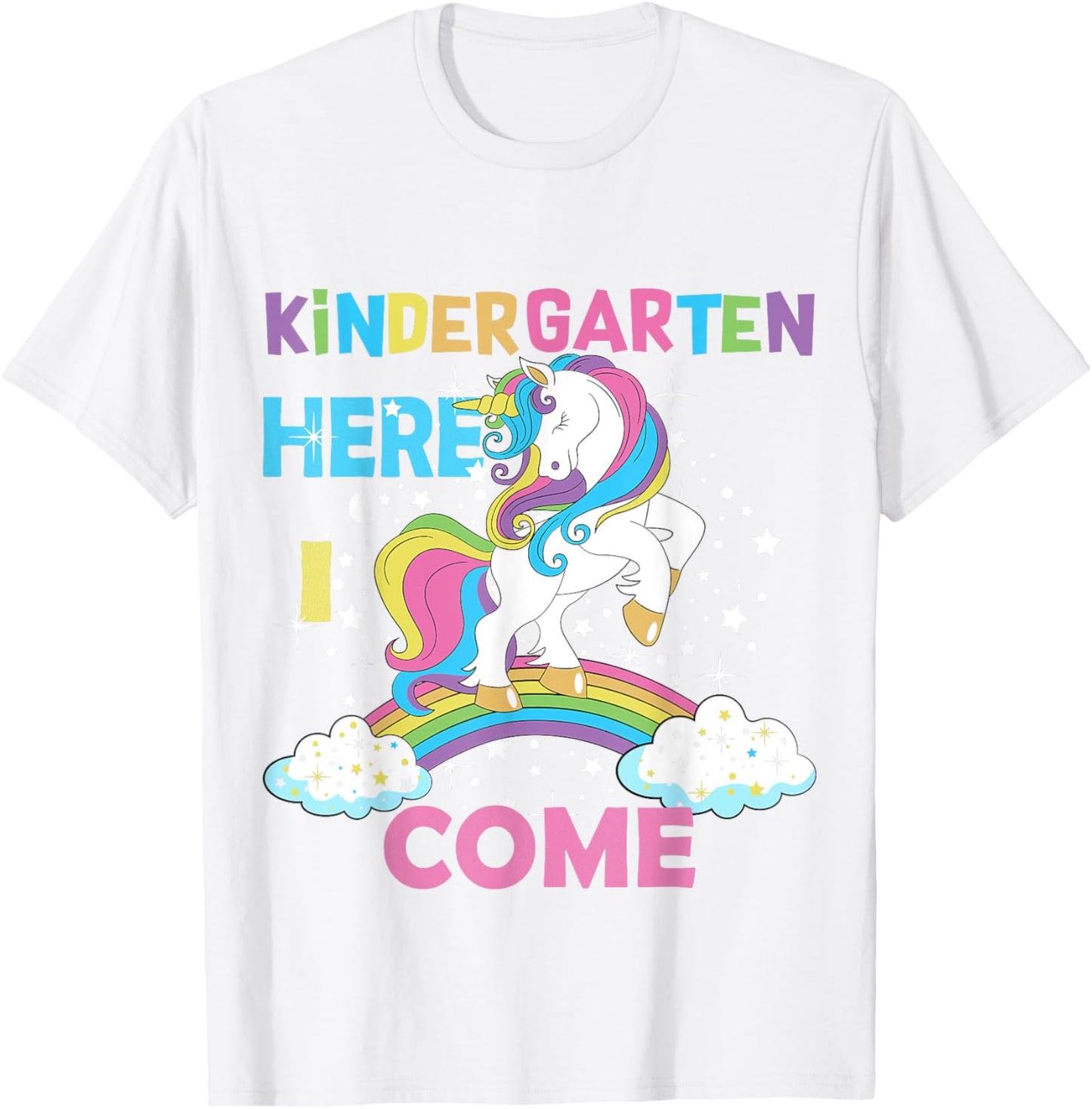 Back To School Unicorn Hello First Day of Kindergarten Girl T-Shirt - T-Shirt | White