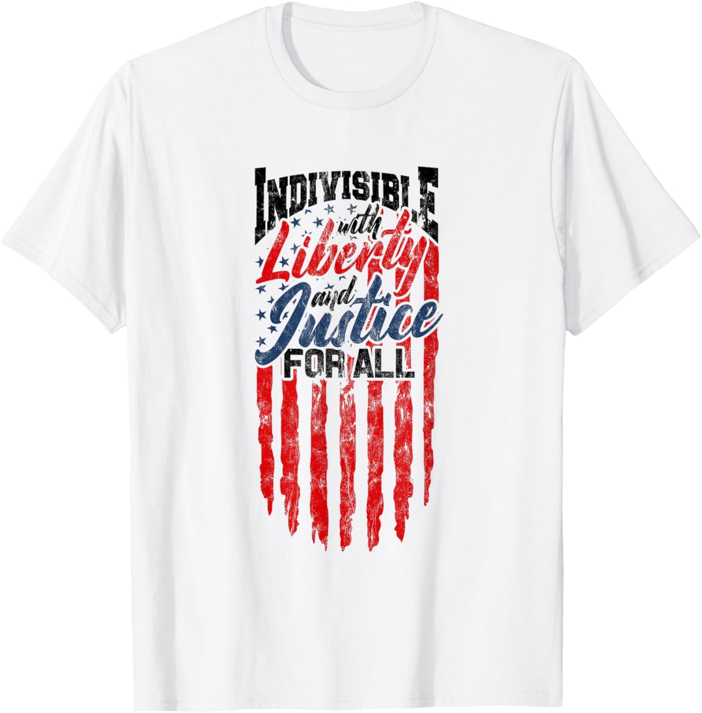 Indivisible with Liberty and Justice for All - US Flag T-Shirt - T-Shirt | White