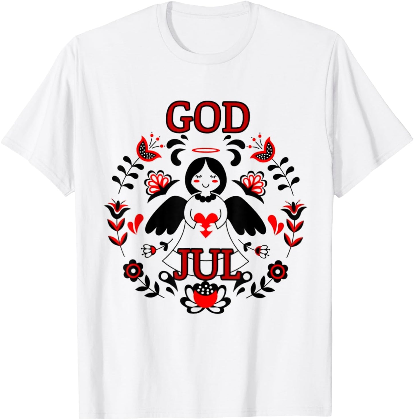 God Jul In Heart Christmas T-Shirt - T-Shirt | White